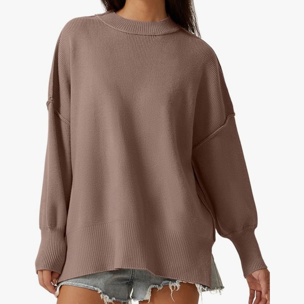 QINSEN women’s Mock Neck Long Sleeve slouchy Pullover Tunic sweater size MEDIUM